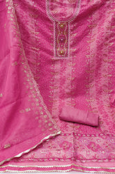 Rani Pink Viscose Floral Work Unstitched Suit For Women